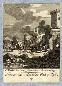 39478 Afbeelding van het beleg van de burcht Trecht door koning Dagobert.